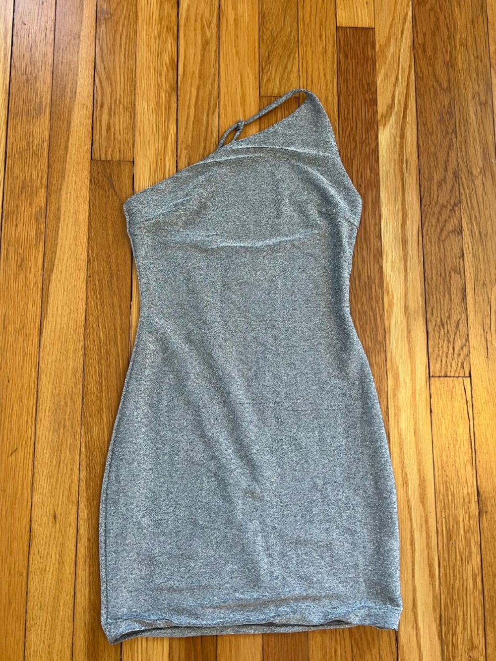 Princess Polly Silver Shimmer One-Shoulder Tank Dress